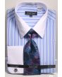 Avanti Uomo Men's French Cuff Shirt Set - Bold Double Stripe