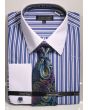 Avanti Uomo Men's French Cuff Shirt Set - Bold Double Stripe