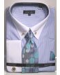 Avanti Uomo Men's French Cuff Shirt Set - Micro Stripes w/ Collar Bar