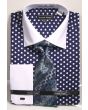 Avanti Uomo Men's 100% Cotton French Cuff Shirt Set - Polka Dots