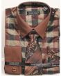 Avanti Uomo Men's French Cuff Dress Shirt Set - Multi Color Checkered