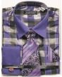 Avanti Uomo Men's French Cuff Dress Shirt Set - Multi Color Checkered