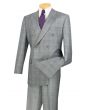 Vinci Men's 2 Piece Double Breasted Outlet Suit - Glen Plaid