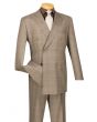 Vinci Men's 2 Piece Double Breasted Outlet Suit - Glen Plaid