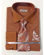 Daniel Ellissa Men's Outlet French Cuff Dress Shirt Set - Textured Solid