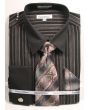 Daniel Ellissa Men's 100% Cotton French Cuff Shirt Set - Metallic Stripe