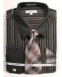 Daniel Ellissa Men's Outlet 100% Cotton French Cuff Shirt Set - Metallic Stripe