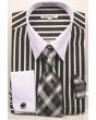 Daniel Ellissa Men's French Cuff Shirt Set - Fashion Bold Stripes