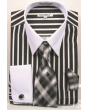 Daniel Ellissa Men's Outlet French Cuff Shirt Set - Fashion Bold Stripes