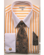 Daniel Ellissa Men's French Cuff Shirt Set - Fashion Bold Stripes