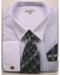 Daniel Ellissa Men's French Cuff Shirt Set - Dark Accented Tie