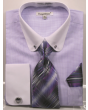 Daniel Ellissa Men's Outlet French Cuff Shirt Set - Geometric Stripes