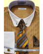 Daniel Ellissa Men's Pinstripe Shirt & Tie Set: Bold Gangster Brown Regular Fit