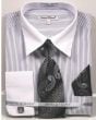 Daniel Ellissa Men's French Cuff Shirt Set - Diagonal Striped Designs