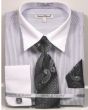 Daniel Ellissa Men's French Cuff Shirt Set - Diagonal Striped Designs