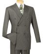 CCO Men's 2 Piece Double Breasted Outlet Suit - Banker Pinstripe