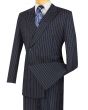 Vinci Men's 2 Piece Double Breasted Suit - Banker Stripe
