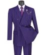 Vinci Men's 2 Piece Double Breasted Suit - Banker Pinstripe