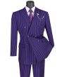 Vinci Men's 2 Piece Double Breasted Outlet Suit - Banker Pinstripe