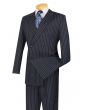 Vinci Men's 2 Piece Double Breasted Outlet Suit - Banker Pinstripe