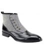 Giovanni Men's Leather Dress Boot - Real Wool Tweed w/ Buttons