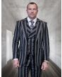 Statement Men's 3 Piece 100% Wool Suit - Bold Quad-Stripe