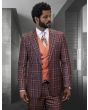 Statement Men's 100% Wool 3 Piece Suit - Plaid Color Contrast