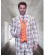 Statement Men's 100% Wool 3 Piece Suit - Plaid Color Contrast