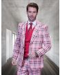 Statement Men's 100% Wool 3 Piece Suit - Plaid Color Contrast