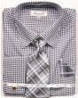 Fratello Men's French Cuff Dress Shirt Set - Diagonal Checker