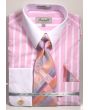 Fratello Men's 100% Cotton French Cuff Dress Shirt Set - Wide Stripe