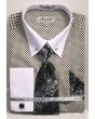 Fratello Men's 100% Cotton French Cuff Dress Shirt Set - Varied Patterns w/ Collar Bar