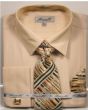 Fratello Men's French Cuff Dress Shirt Set - Tone on Tone Shirt