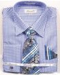 Fratello Men's French Cuff Dress Shirt Set - Diagonal Checker
