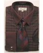 Fratello Men's French Cuff Dress Shirt Set - Two Tone Windowpane