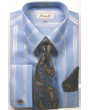 Fratello Men's French Cuff Dress Shirt Set - Double Stripe