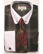 Fratello Men's Outlet 100% Cotton French Cuff Dress Shirt Set - White Accents