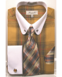 Fratello Men's 100% Cotton French Cuff Dress Shirt Set - White Accents