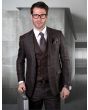 Statement Men's Outlet 3 Piece 100% Wool Suit - Textured Plaid