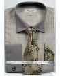 Fratello Men's Outlet French Cuff Dress Shirt Set - Check Pattern