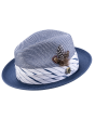 Montique Men's Fedora Style Straw Hat - Diamond Stripes