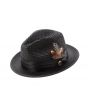 Montique Men's Fashion Straw Fedora Hat - Bold Feather