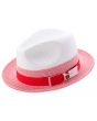 Montique Men's Fashion Straw Fedora Hat - White Accent