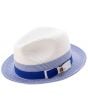 Montique Men's Fashion Straw Fedora Hat - White Accent