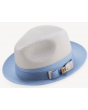 Montique Men's Fashion Straw Fedora Hat - White Accent