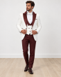 Burgundy Mens Tuxedo Suit Peak Lapels