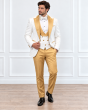 Gold Mens Tuxedo Suit Peak Lapels