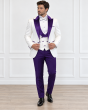 Purple Mens Tuxedo Suit Peak Lapels