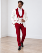 Red Mens Tuxedo Suit Peak Lapels
