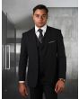 Statement Men's 100% Wool 3 Piece Suit -  Textured Stripes